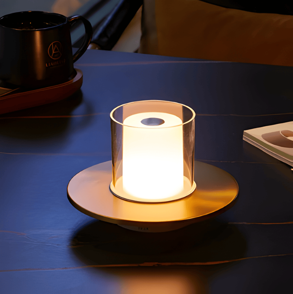 GlowGest Bordslampa - Modern Uppladdningsbar Cylindrisk Ljus LED Skrivbordslampa