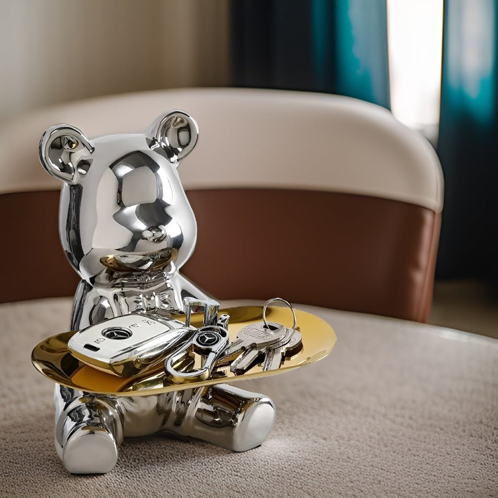 Happy Bear - Modern Keramisk Figurbricka för Lyxiga Utställningar i Hemmet