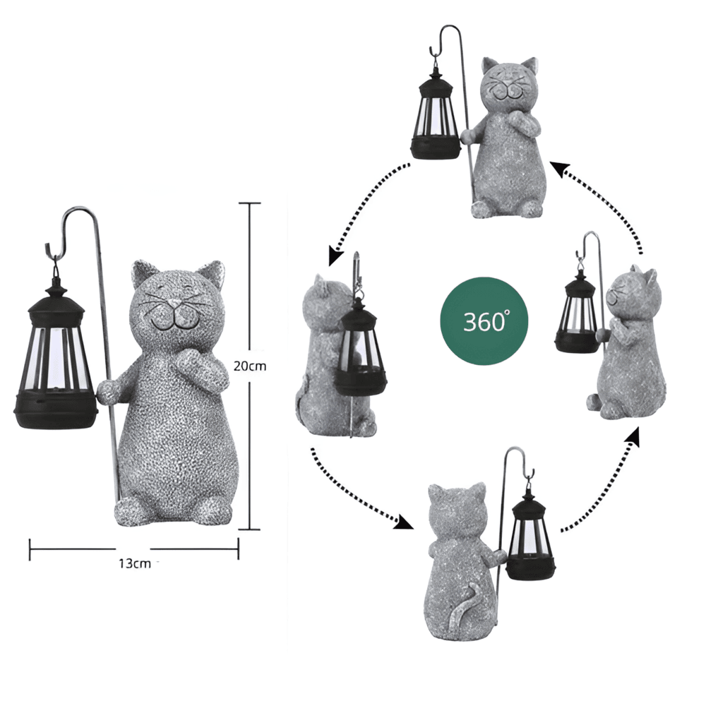 KittyBeam - Förtrollande Solcellslampa med Kattstaty för Trädgårdsglädje