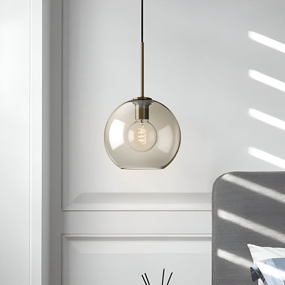 Pendellampa med Klar Pärla - Taklampa i Glas för Industriellt Loft