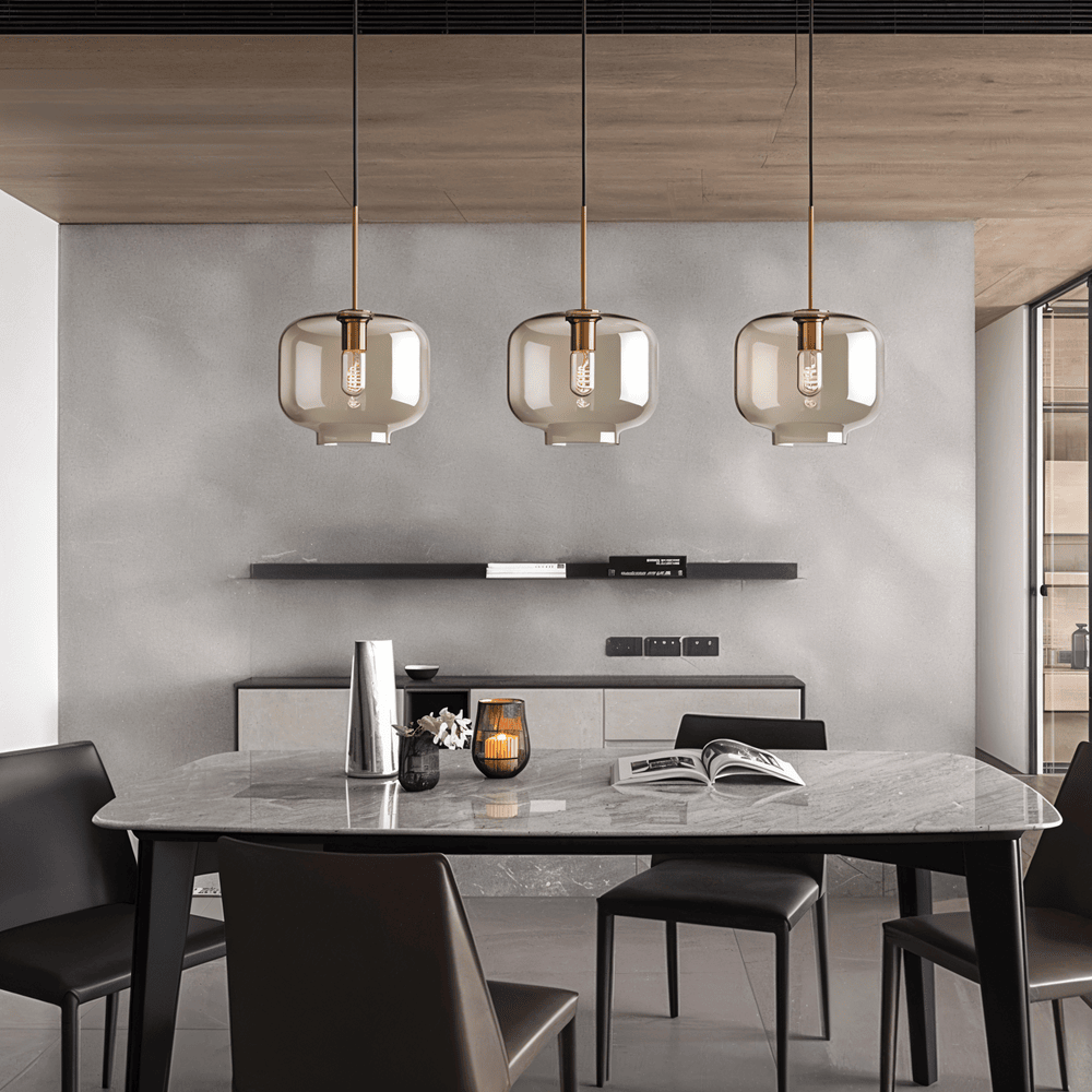 Pendellampa med Klar Pärla - Taklampa i Glas för Industriellt Loft