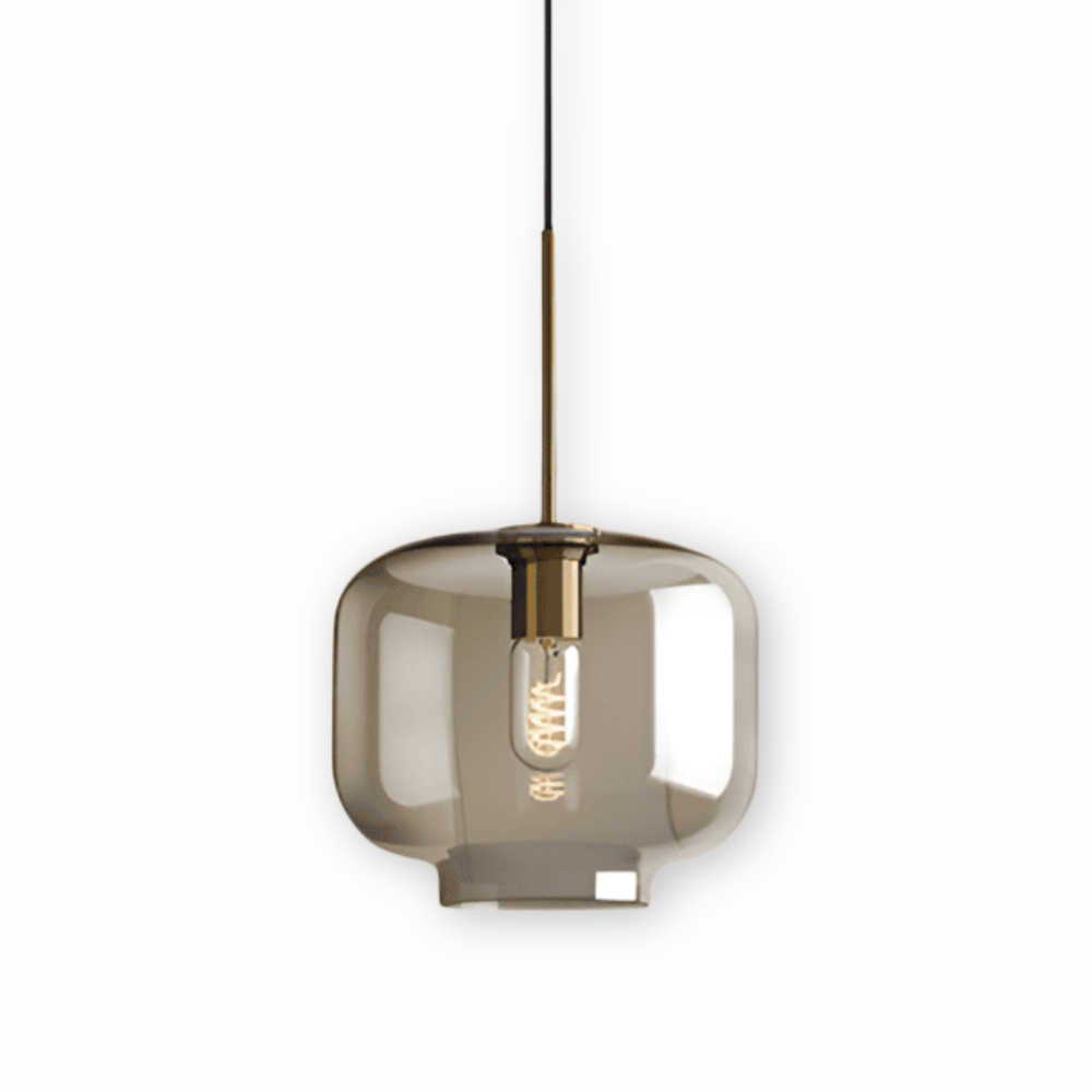 Pendellampa med Klar Pärla - Taklampa i Glas för Industriellt Loft