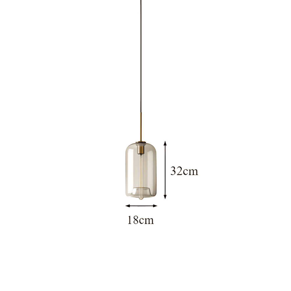 Pendellampa med Klar Pärla - Taklampa i Glas för Industriellt Loft