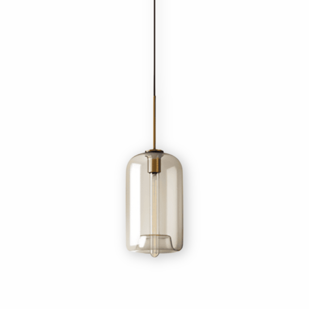 Pendellampa med Klar Pärla - Taklampa i Glas för Industriellt Loft
