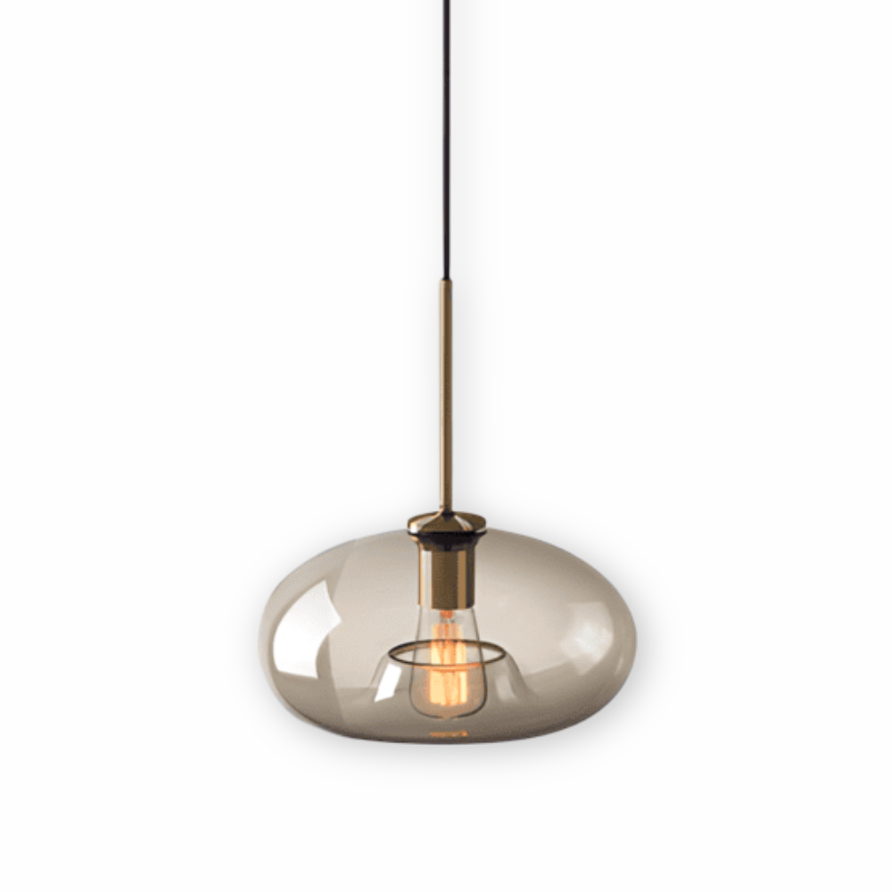 Pendellampa med Klar Pärla - Taklampa i Glas för Industriellt Loft
