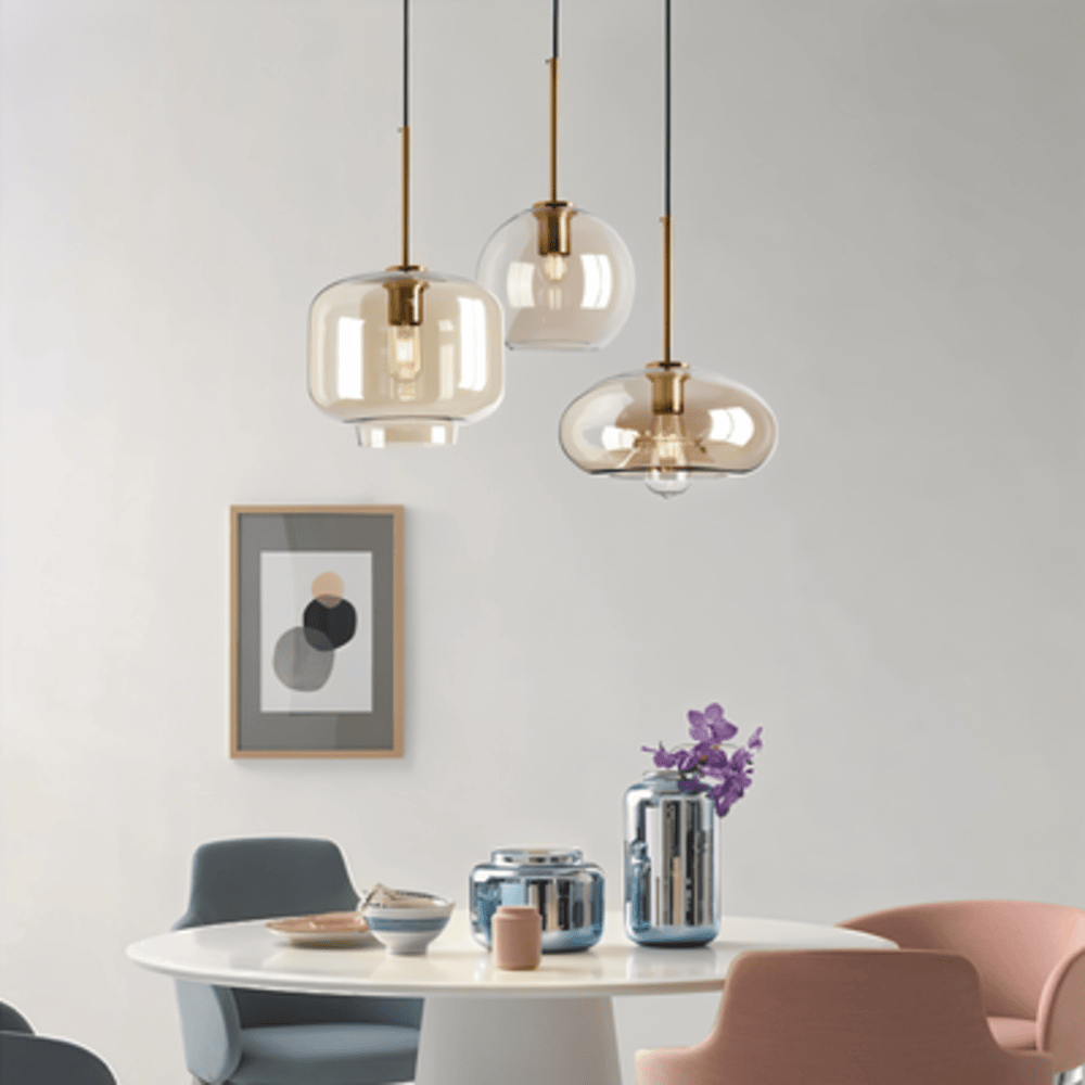 Pendellampa med Klar Pärla - Taklampa i Glas för Industriellt Loft