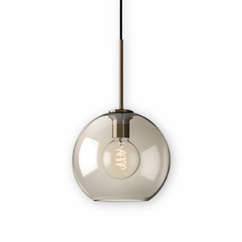 Pendellampa med Klar Pärla - Taklampa i Glas för Industriellt Loft