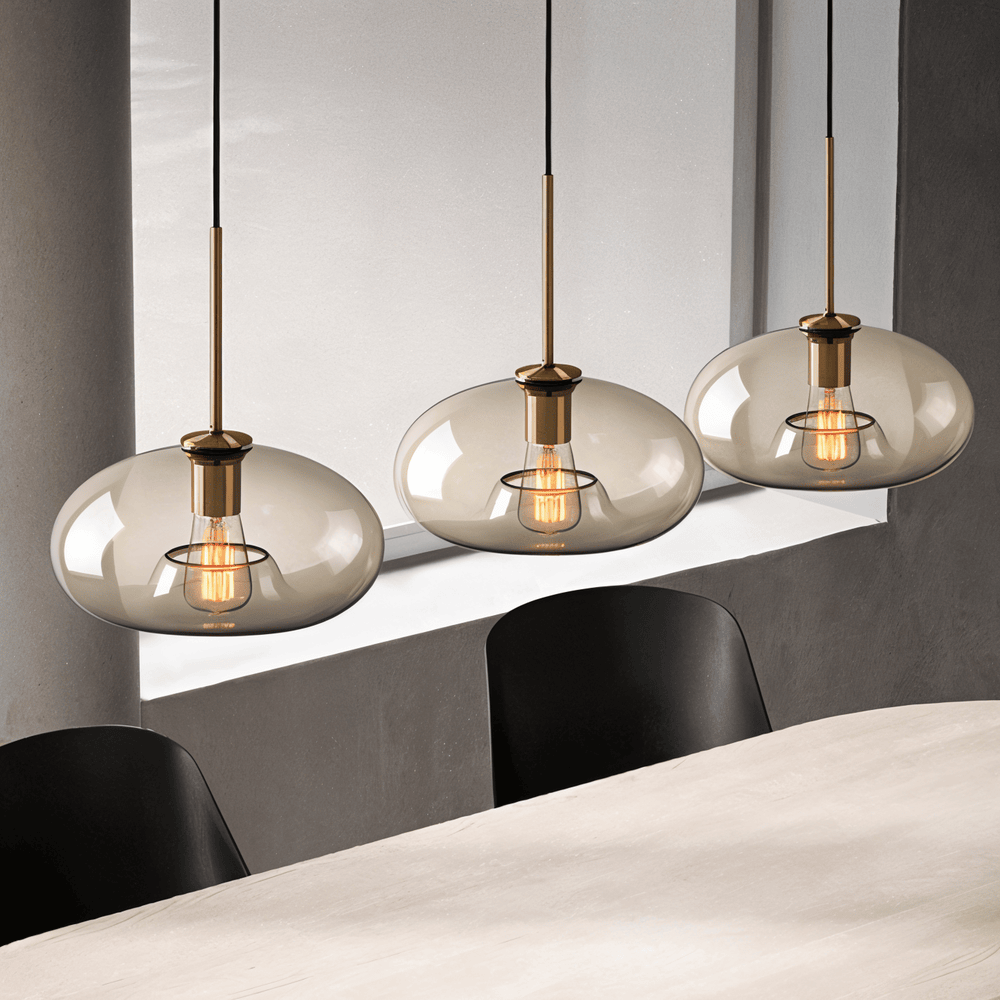 Pendellampa med Klar Pärla - Taklampa i Glas för Industriellt Loft