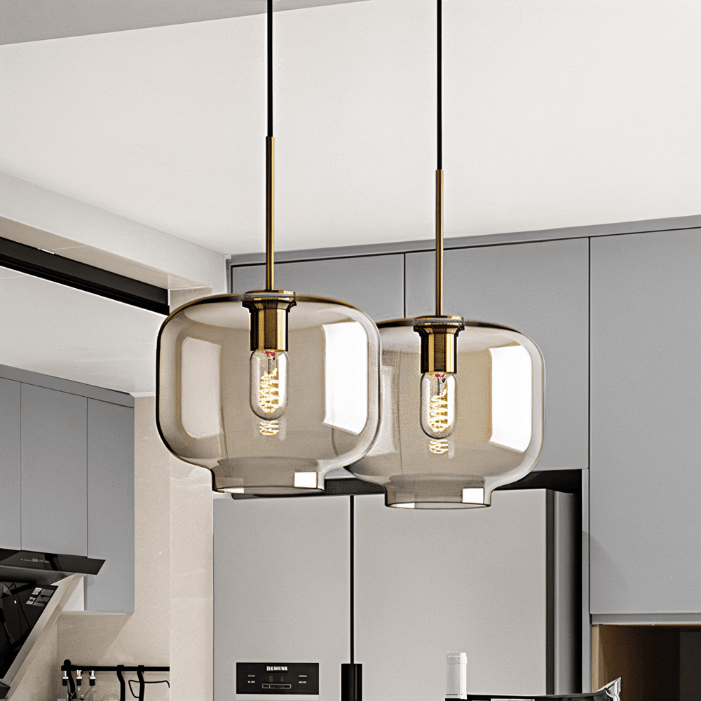 Pendellampa med Klar Pärla - Taklampa i Glas för Industriellt Loft