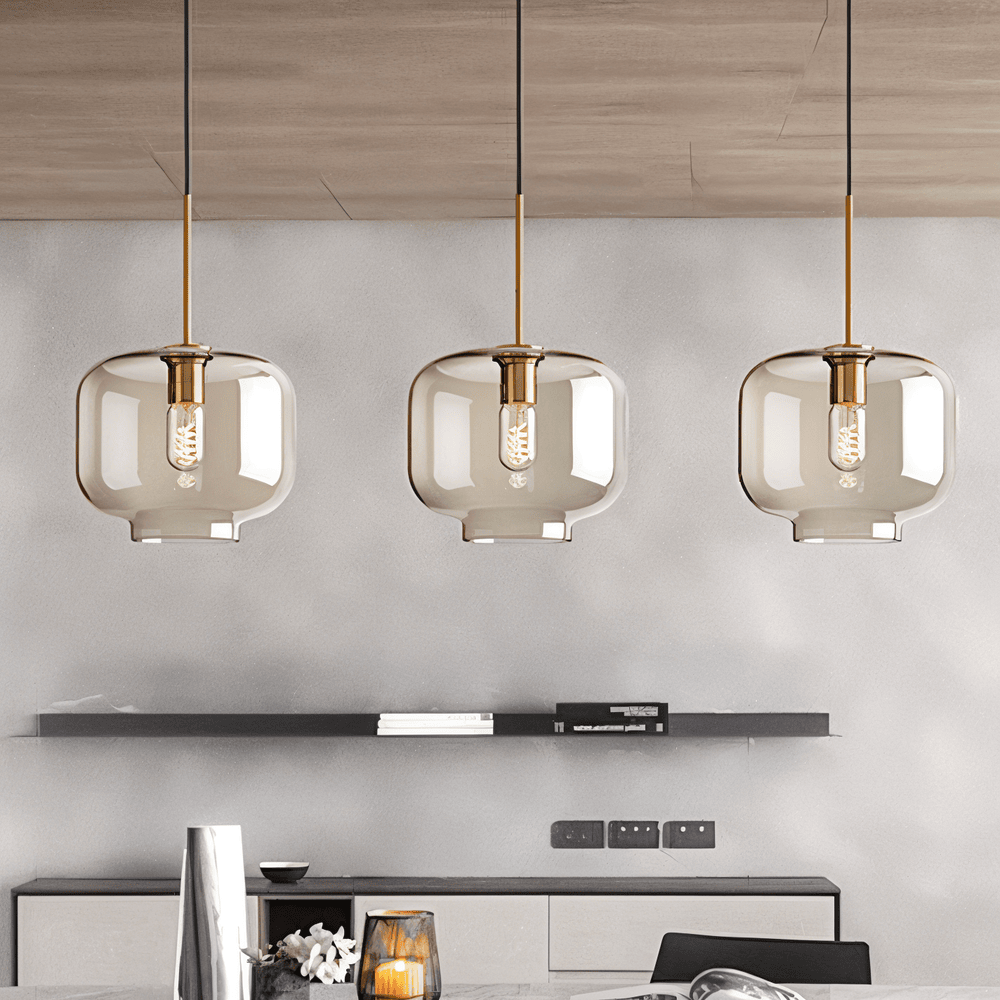 Pendellampa med Klar Pärla - Taklampa i Glas för Industriellt Loft