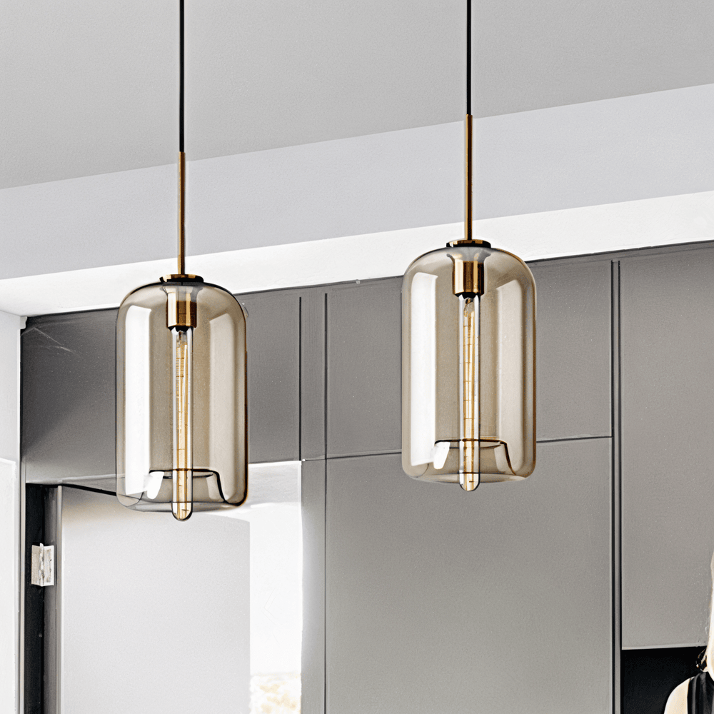 Pendellampa med Klar Pärla - Taklampa i Glas för Industriellt Loft