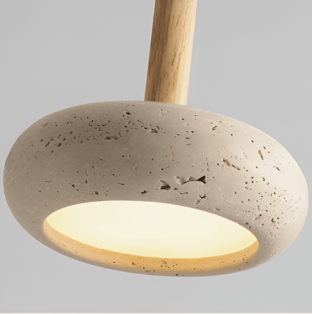 Krämfärgad Travertin Pendellampa - Rund Taklampa - Retro Pendellampa