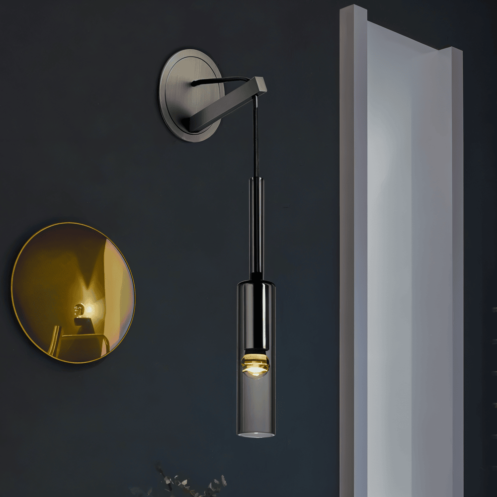 Kristallgrå Vägglampa - Minimalistisk Rökig tub Modern Vägglampa