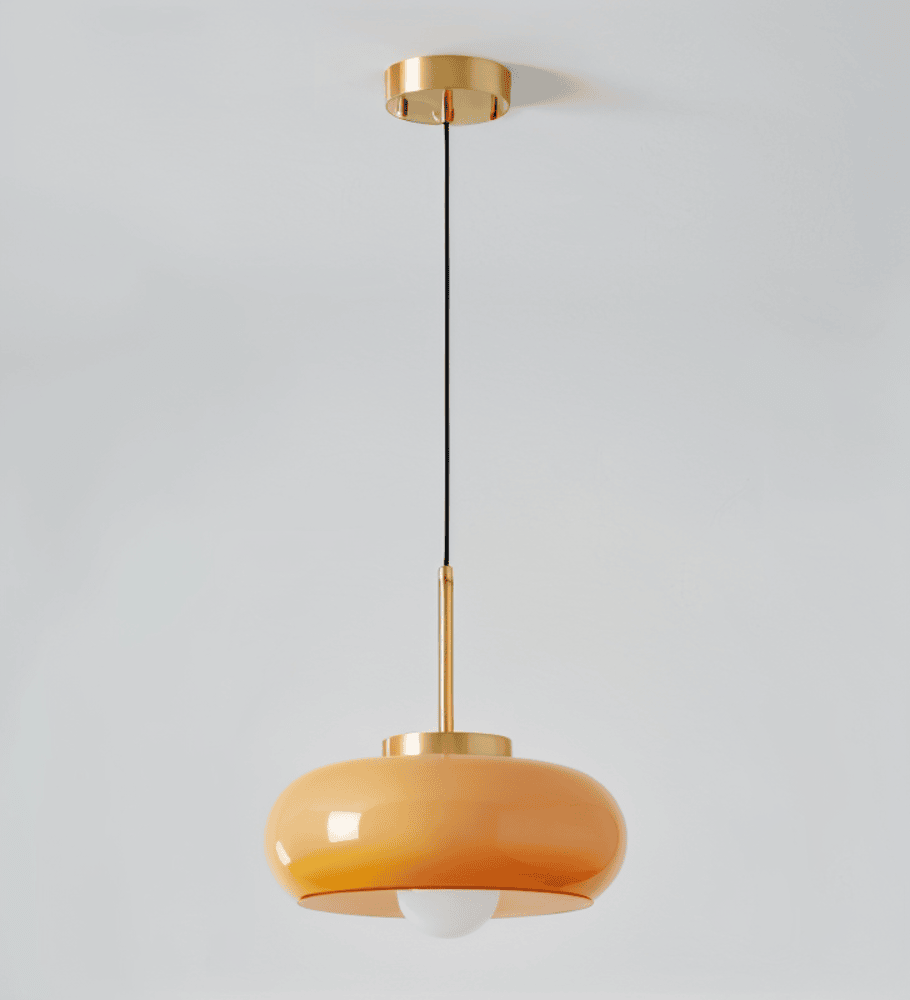 Kupollampa i Koppar - Retro Orange Vit Bauhaus LED-Pendellampa