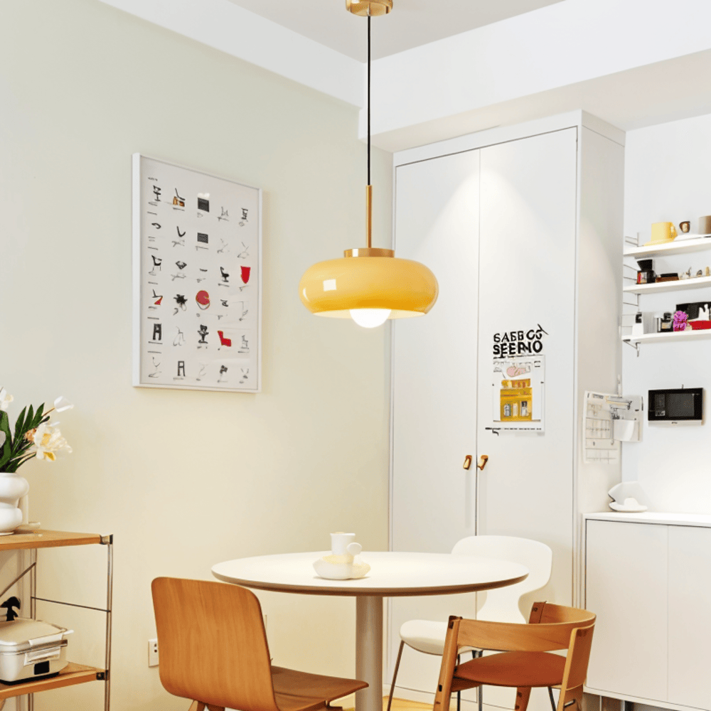 Kupollampa i Koppar - Retro Orange Vit Bauhaus LED-Pendellampa