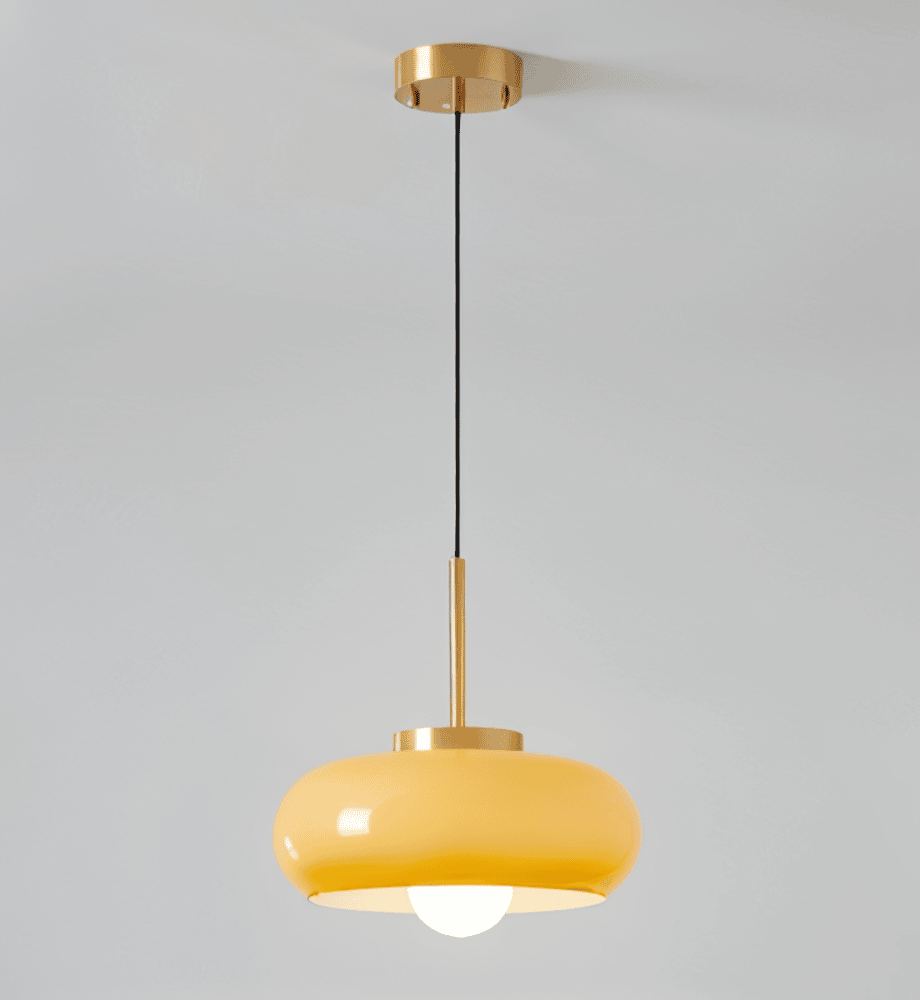 Kupollampa i Koppar - Retro Orange Vit Bauhaus LED-Pendellampa