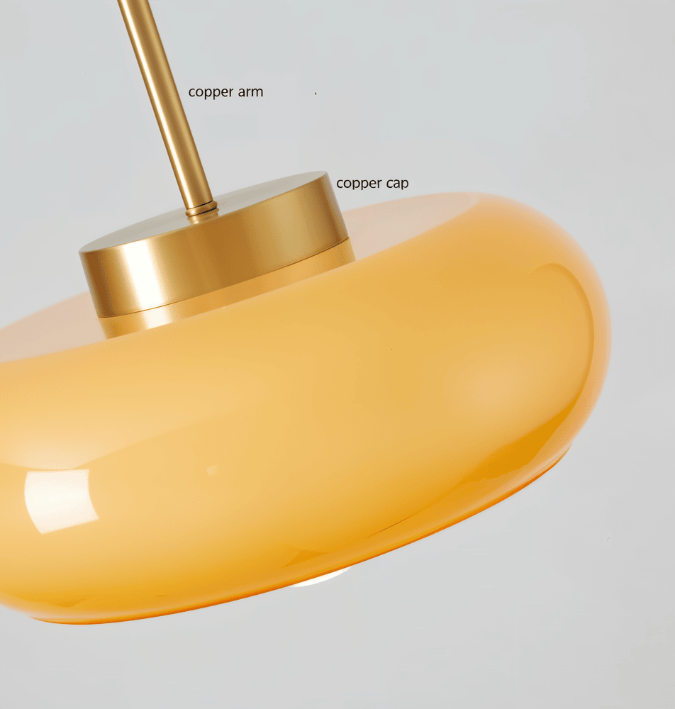 Kupollampa i Koppar - Retro Orange Vit Bauhaus LED-Pendellampa