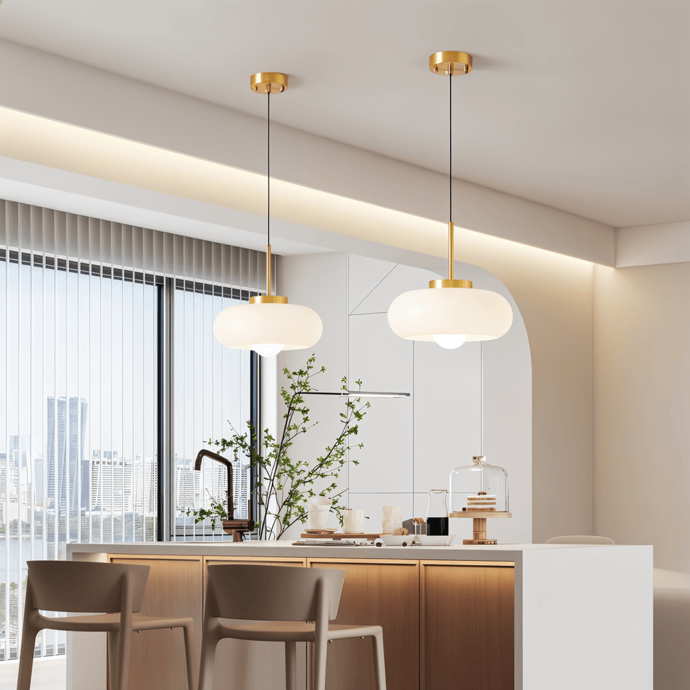 Kupollampa i Koppar - Retro Orange Vit Bauhaus LED-Pendellampa