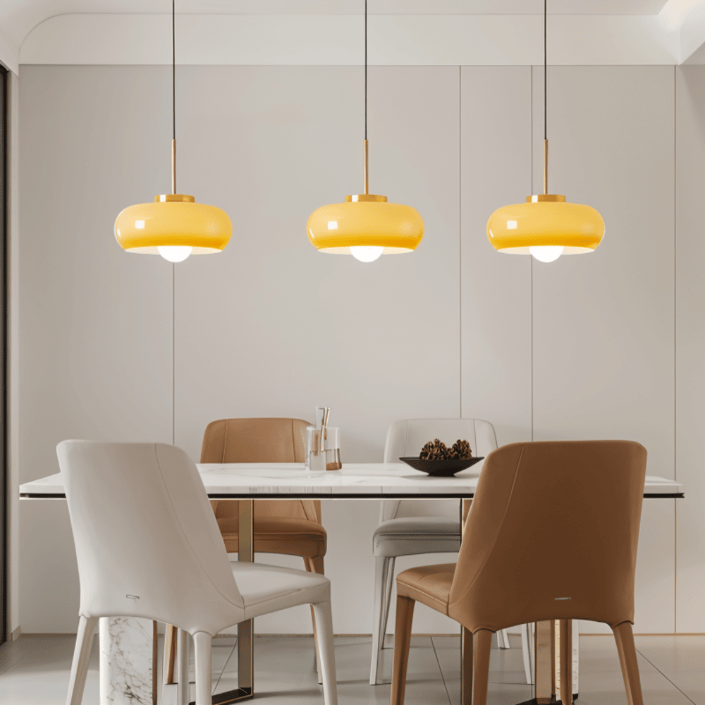 Kupollampa i Koppar - Retro Orange Vit Bauhaus LED-Pendellampa