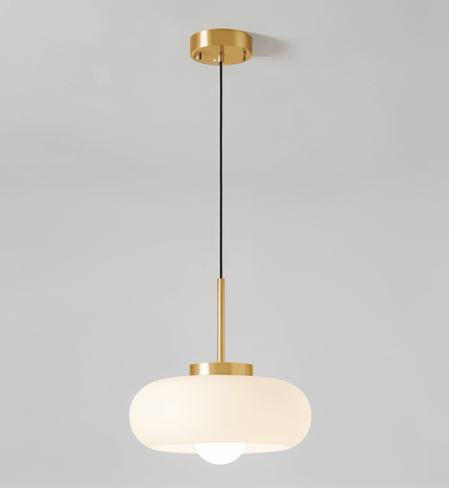Kupollampa i Koppar - Retro Orange Vit Bauhaus LED-Pendellampa