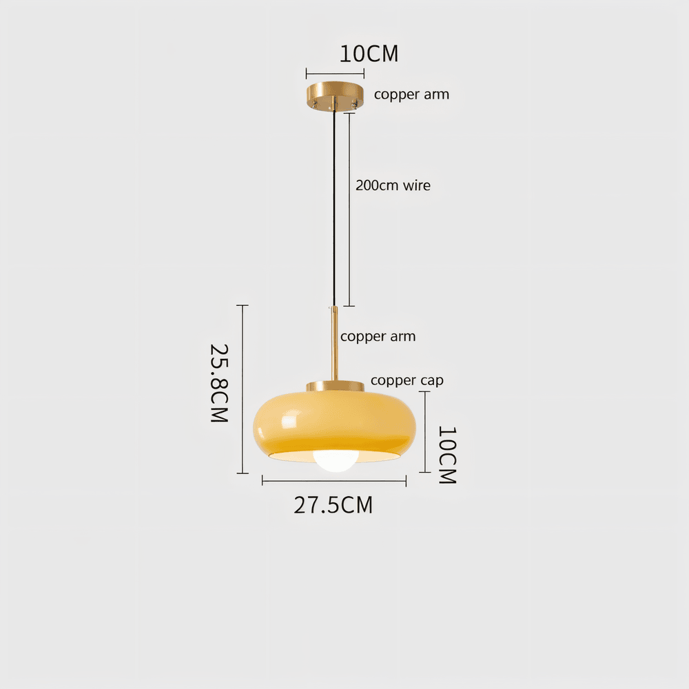 Kupollampa i Koppar - Retro Orange Vit Bauhaus LED-Pendellampa