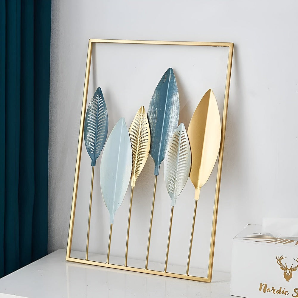 Leafy Luxe - Nordisk Metallväggkonst Inspirerad av löv för Stilrena hem