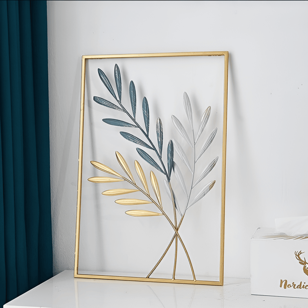 Leafy Luxe - Nordisk Metallväggkonst Inspirerad av löv för Stilrena hem
