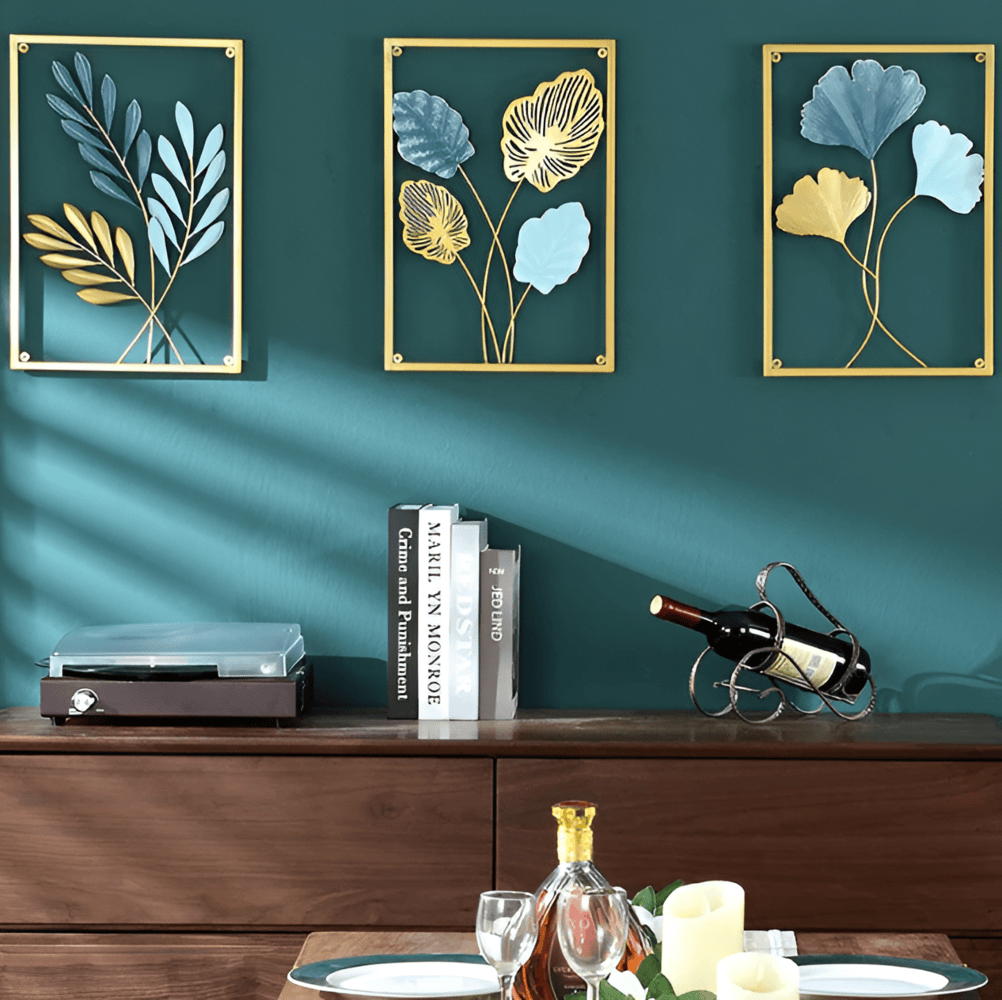 Leafy Luxe - Nordisk Metallväggkonst Inspirerad av löv för Stilrena hem