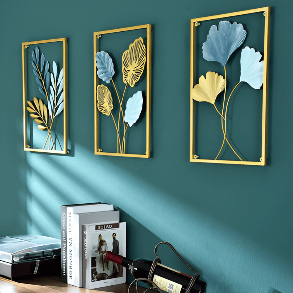 Leafy Luxe - Nordisk Metallväggkonst Inspirerad av löv för Stilrena hem