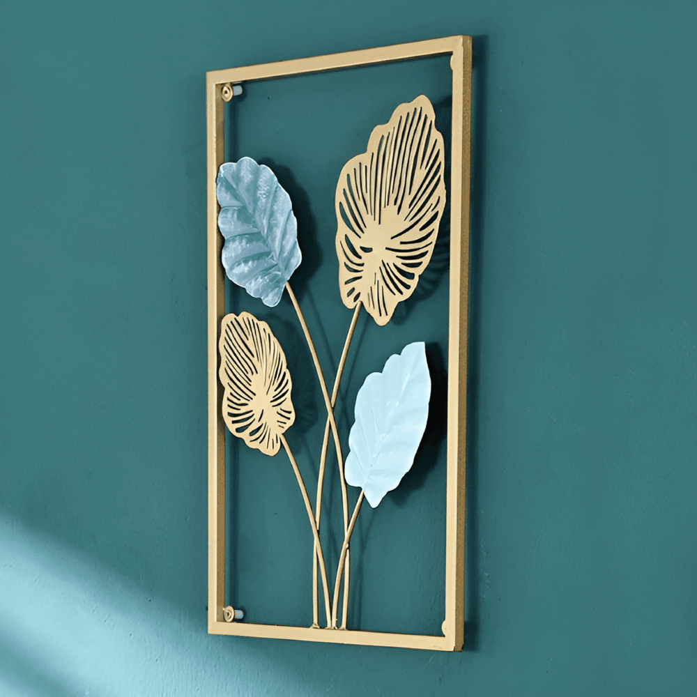Leafy Luxe - Nordisk Metallväggkonst Inspirerad av löv för Stilrena hem