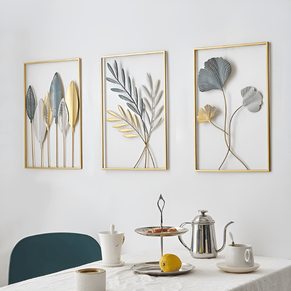 Leafy Luxe - Nordisk Metallväggkonst Inspirerad av löv för Stilrena hem