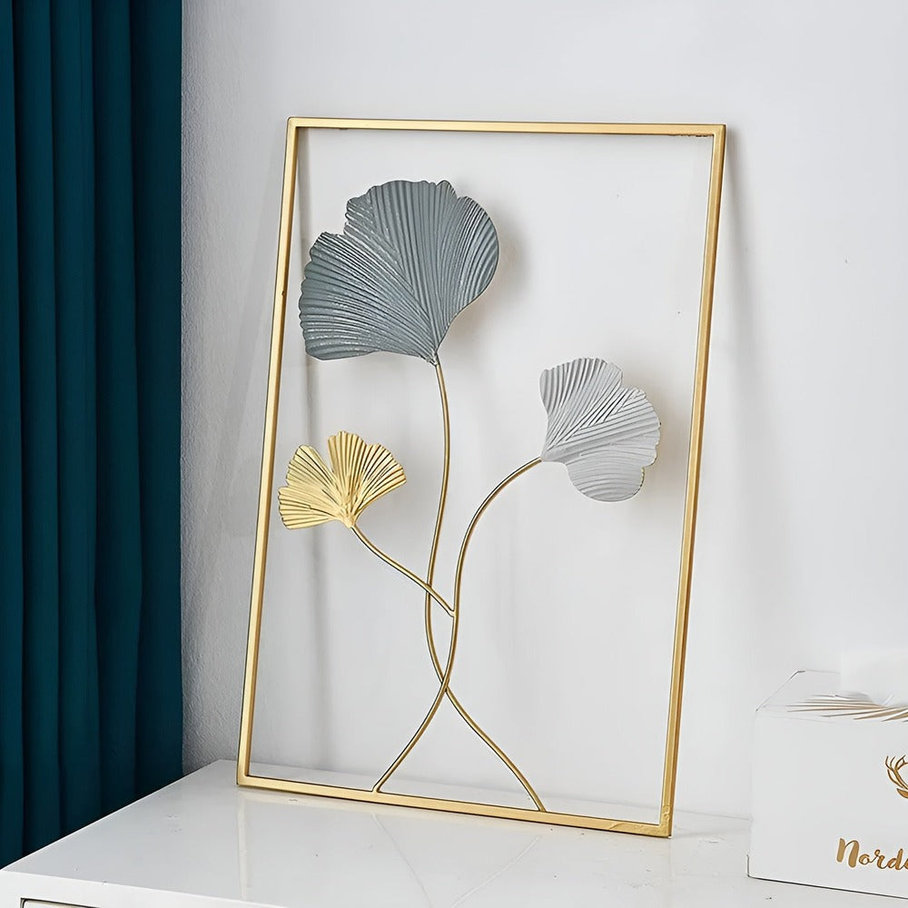 Leafy Luxe - Nordisk Metallväggkonst Inspirerad av löv för Stilrena hem