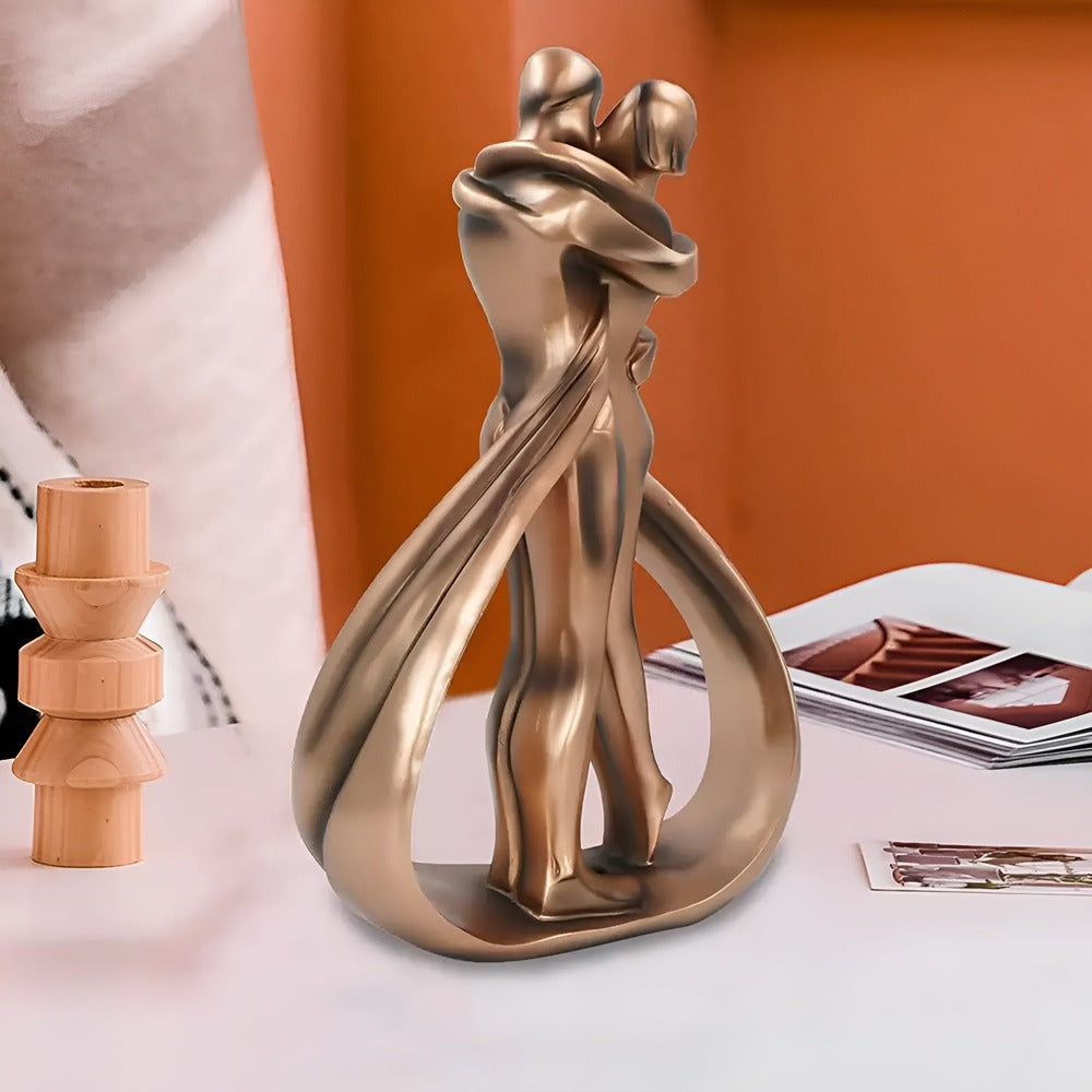 Lovers' Bond Staty - Konstnärlig Skulptur av ett Kyssande Par