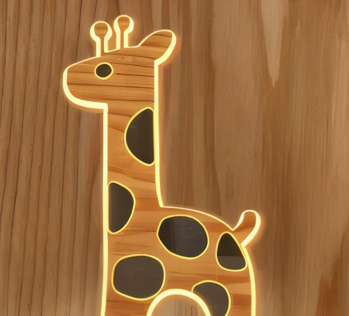 LumaCarve - Giraff LED-Sänglampa Av Trä