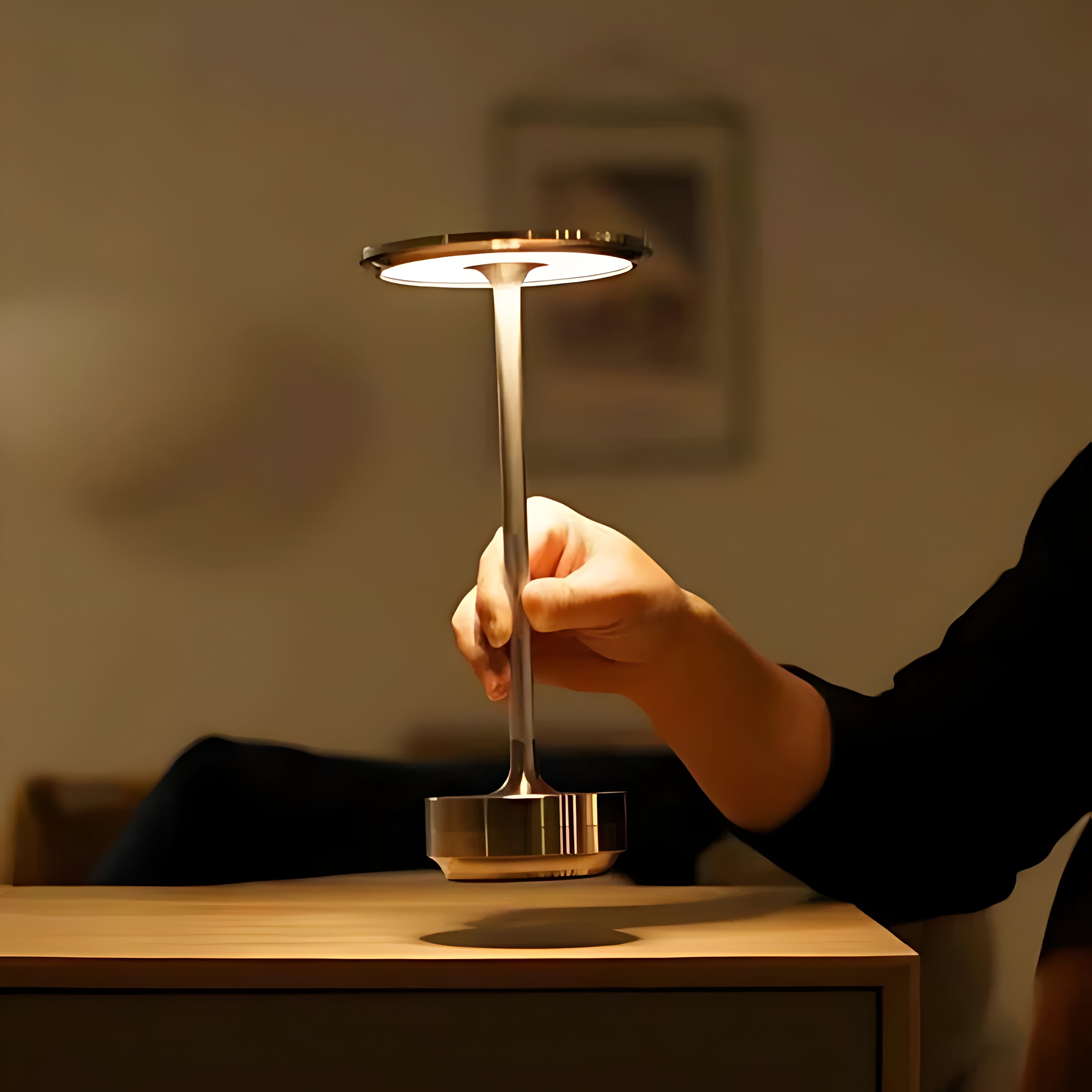 Trådlös bordslampa i aluminium för stämningsfull belysning - 3 ljuslägen