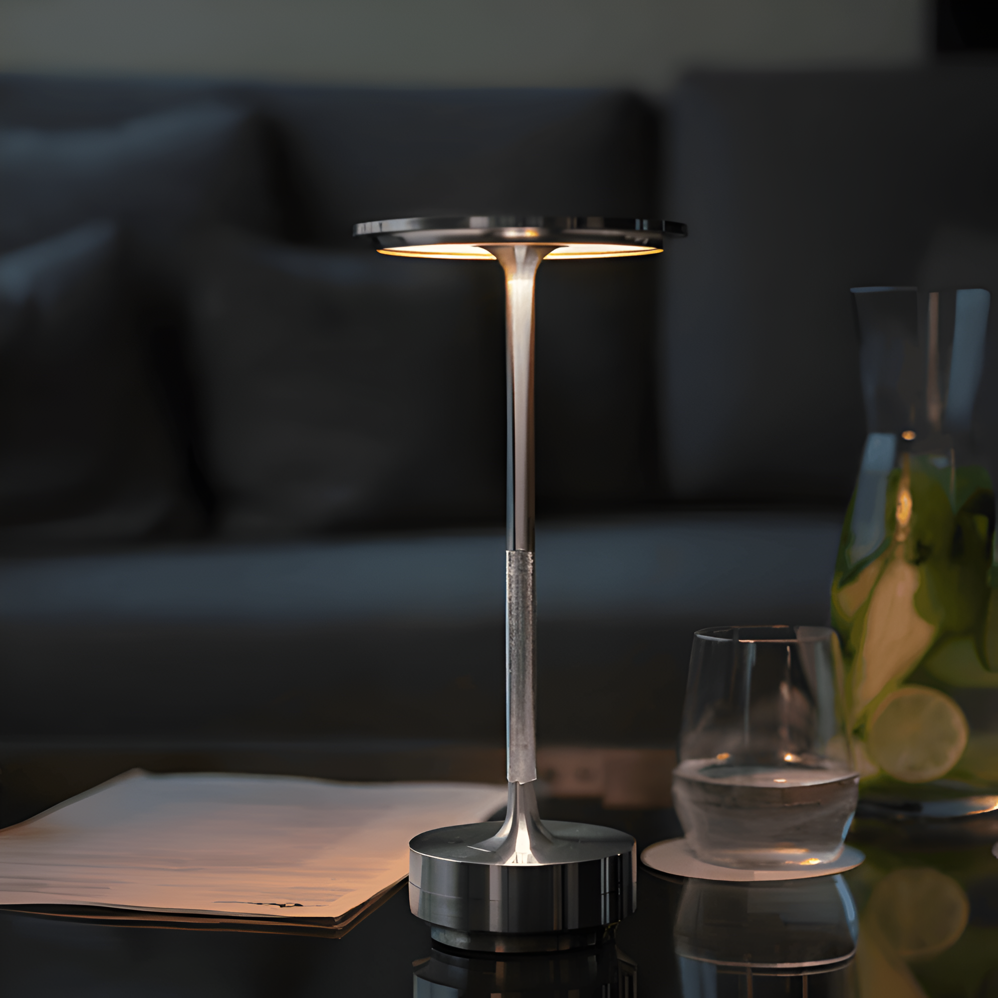 Trådlös bordslampa i aluminium för stämningsfull belysning - 3 ljuslägen