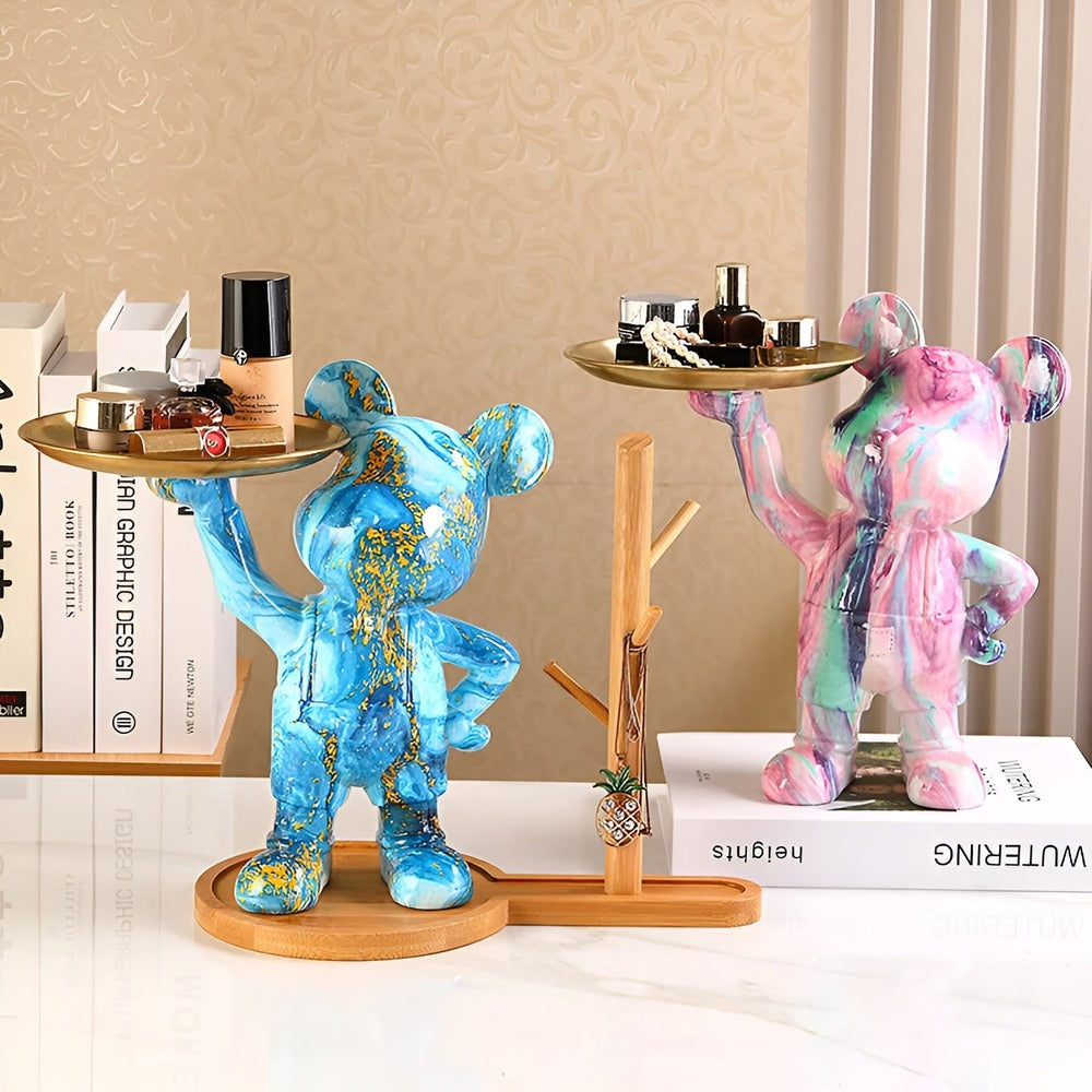 Luxe Bear - Multifunktionell Handgjord Figur och Organisatör i Harts