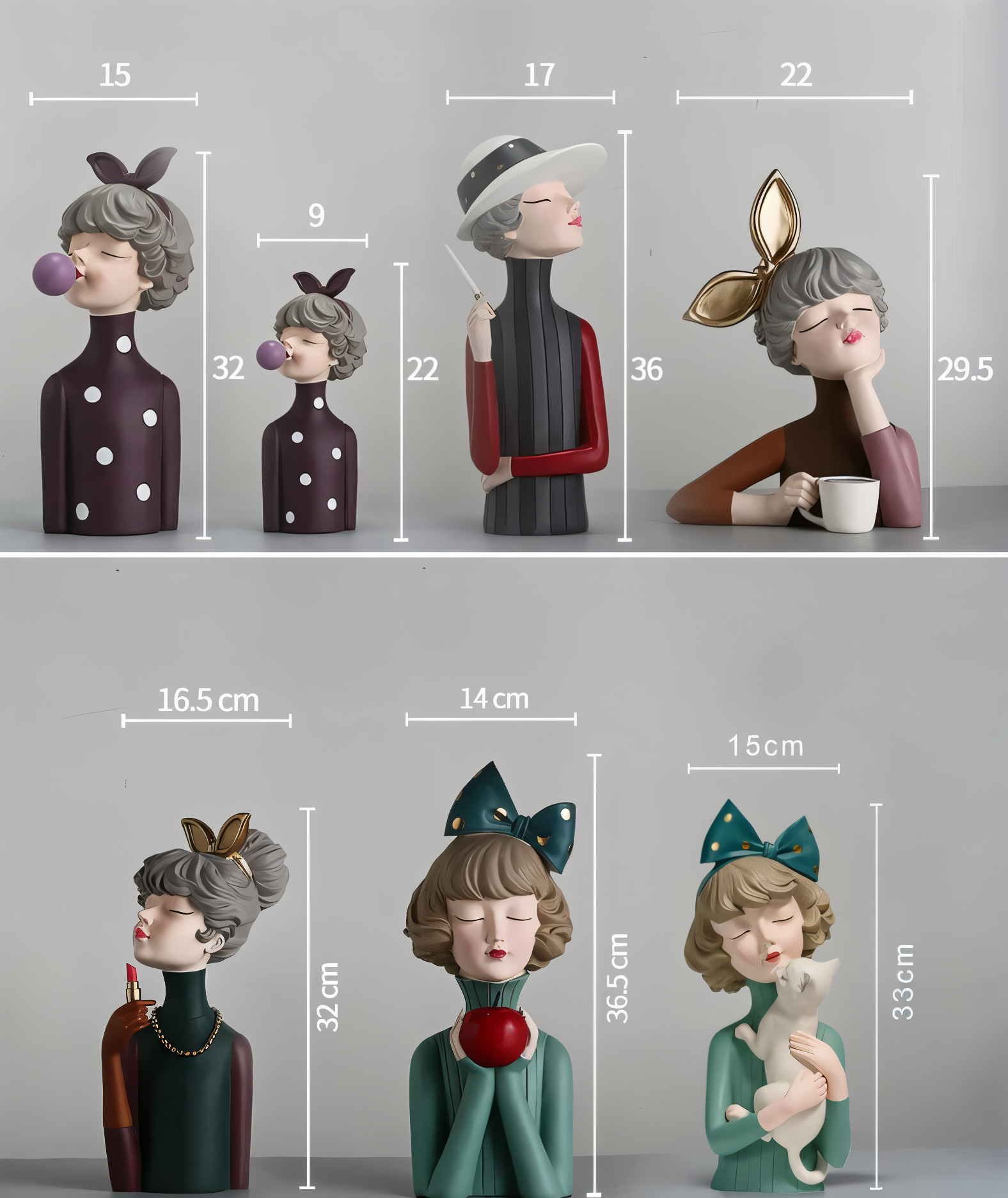 Missy Statyer - Eleganta Flickfigurer i Harts med Hårbåge