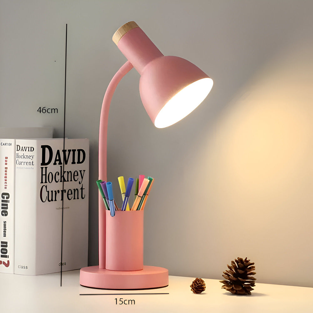 Modern Nordisk LED Bordslampa med Stilig Pennhållare - Ögonvänlig Belysning för Kontor, Läsning och Inredning
