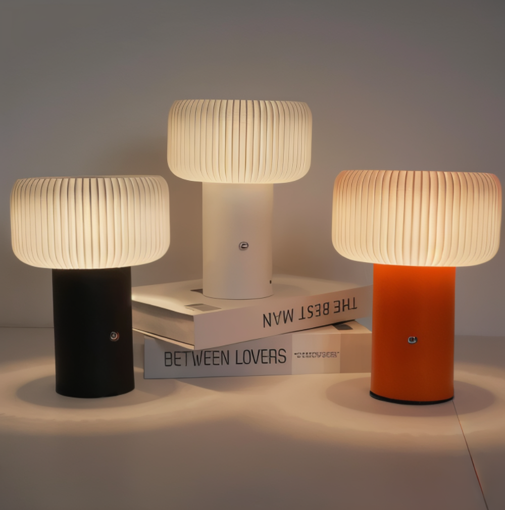 Mush Bordslampa - Stilren Ribbad Svamp Nattljus - Färgskiftande Lampa