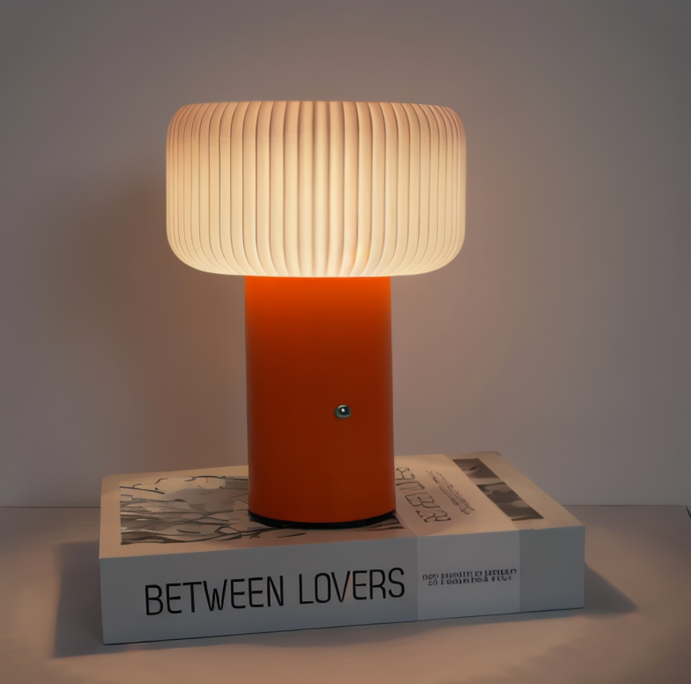 Mush Bordslampa - Stilren Ribbad Svamp Nattljus - Färgskiftande Lampa