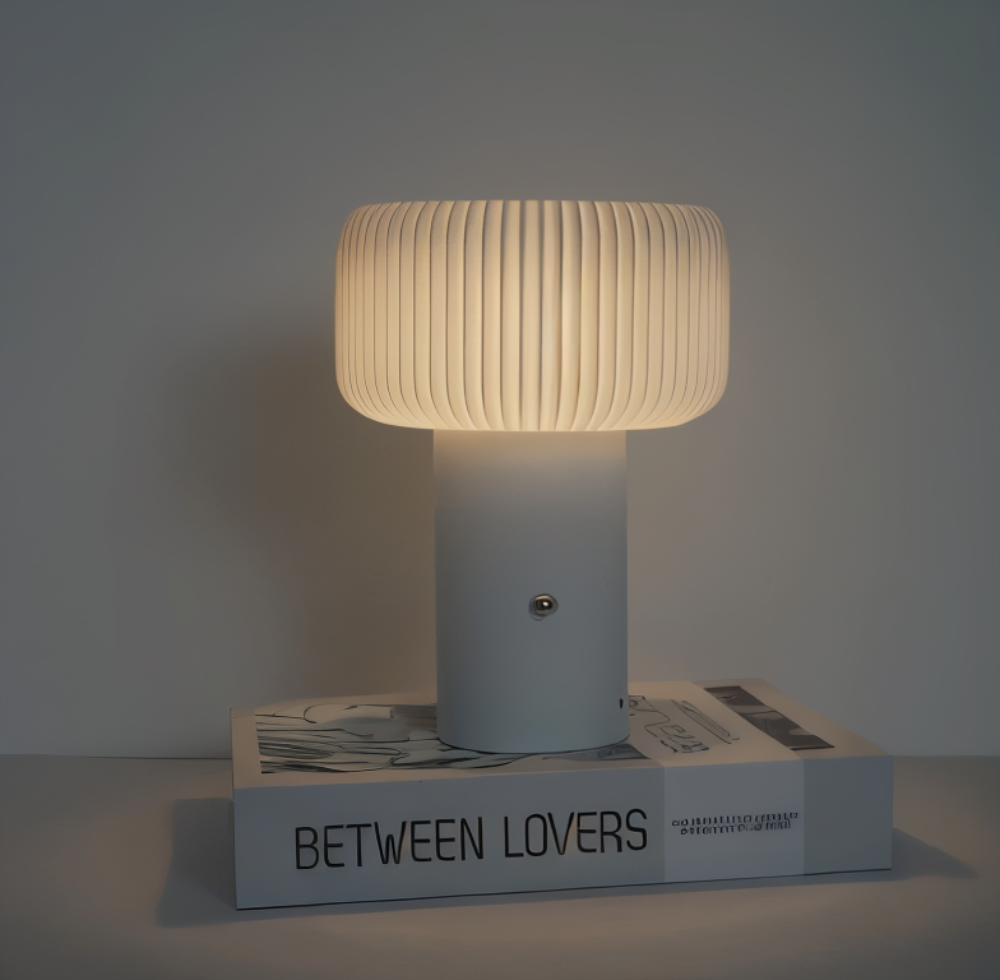 Mush Bordslampa - Stilren Ribbad Svamp Nattljus - Färgskiftande Lampa