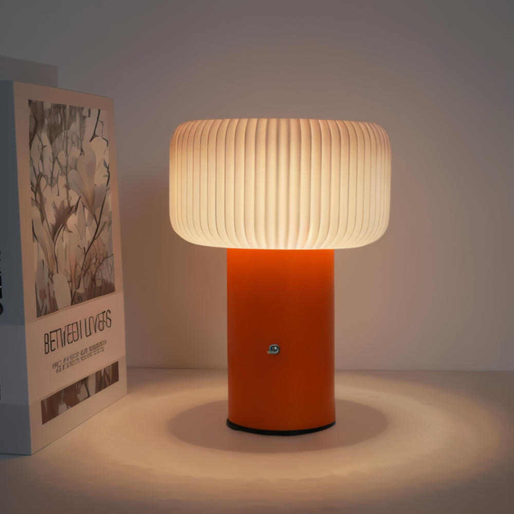 Mush Bordslampa - Stilren Ribbad Svamp Nattljus - Färgskiftande Lampa