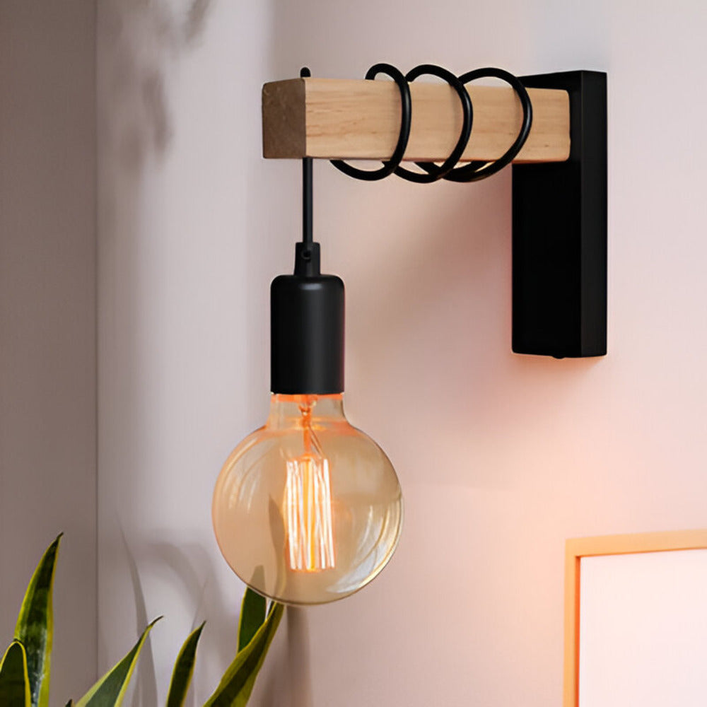 Naturlig Trä Vägglampa - Minimalistiska Rustika Vägglampor LED