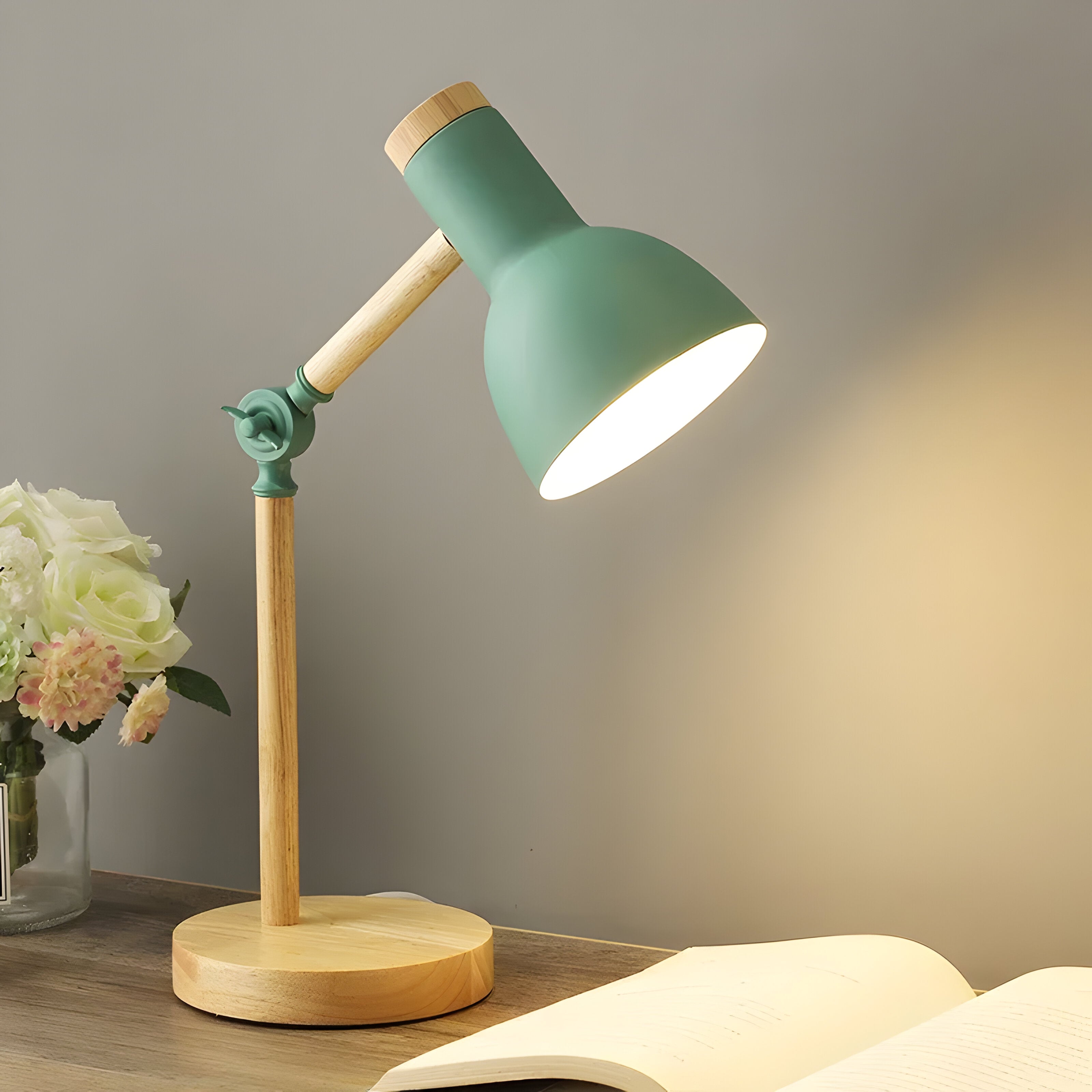 Nordelux Bordslampa - Färgglad Macaron LED Justerbar Skrivbordslampa i Trä