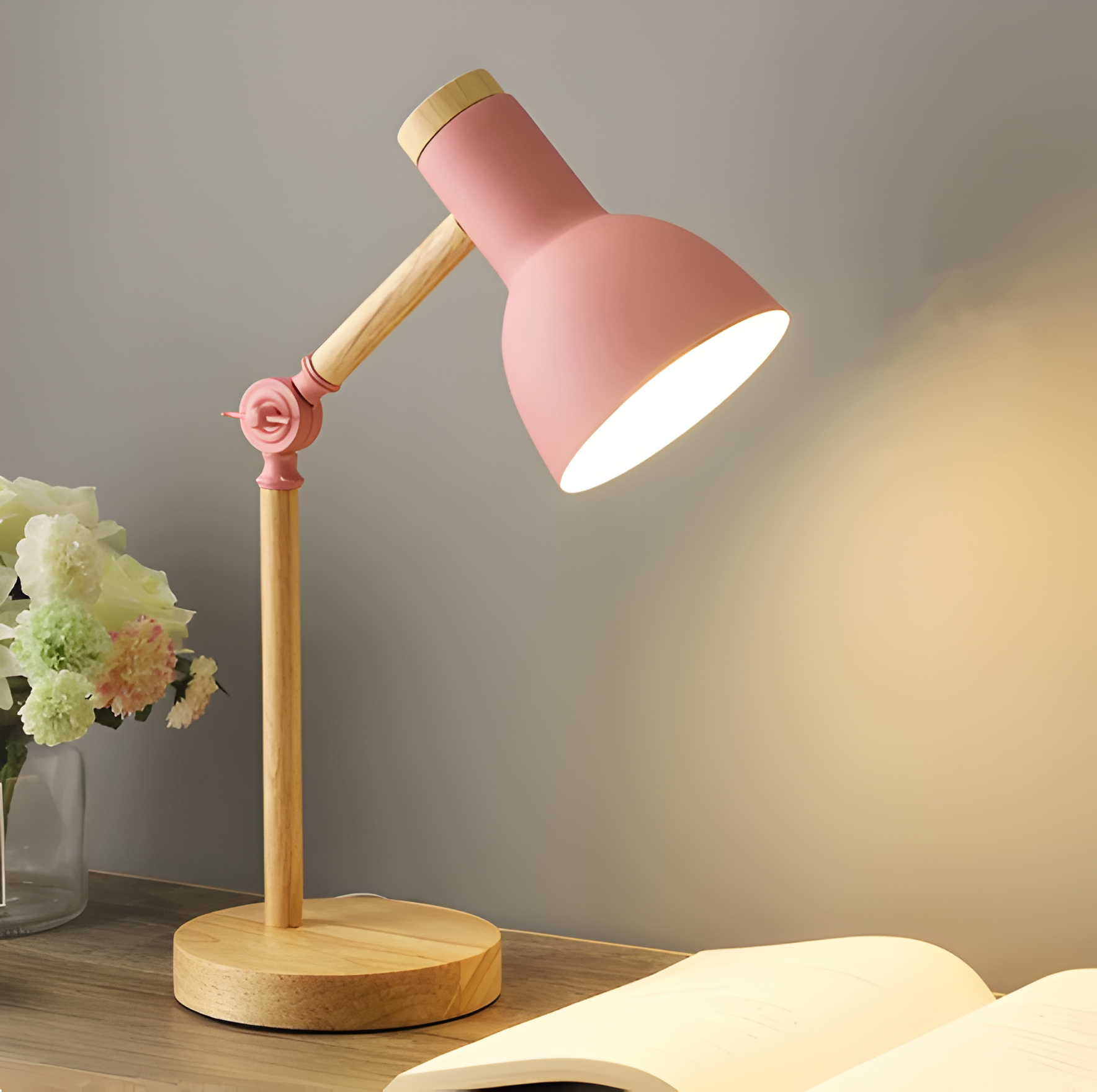 Nordelux Bordslampa - Färgglad Macaron LED Justerbar Skrivbordslampa i Trä