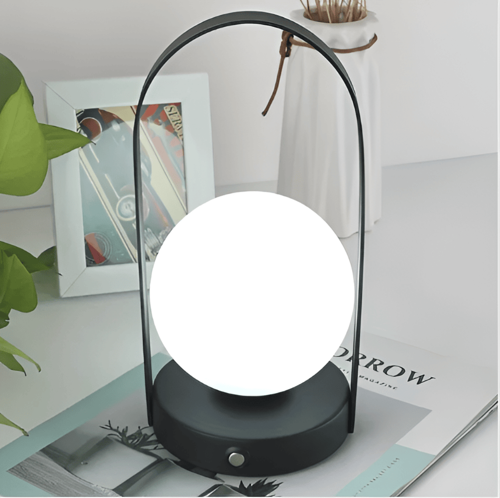 OrbitaLED - Sladdlös Bordslampa med klot - Uppladdningsbar och Rostfri