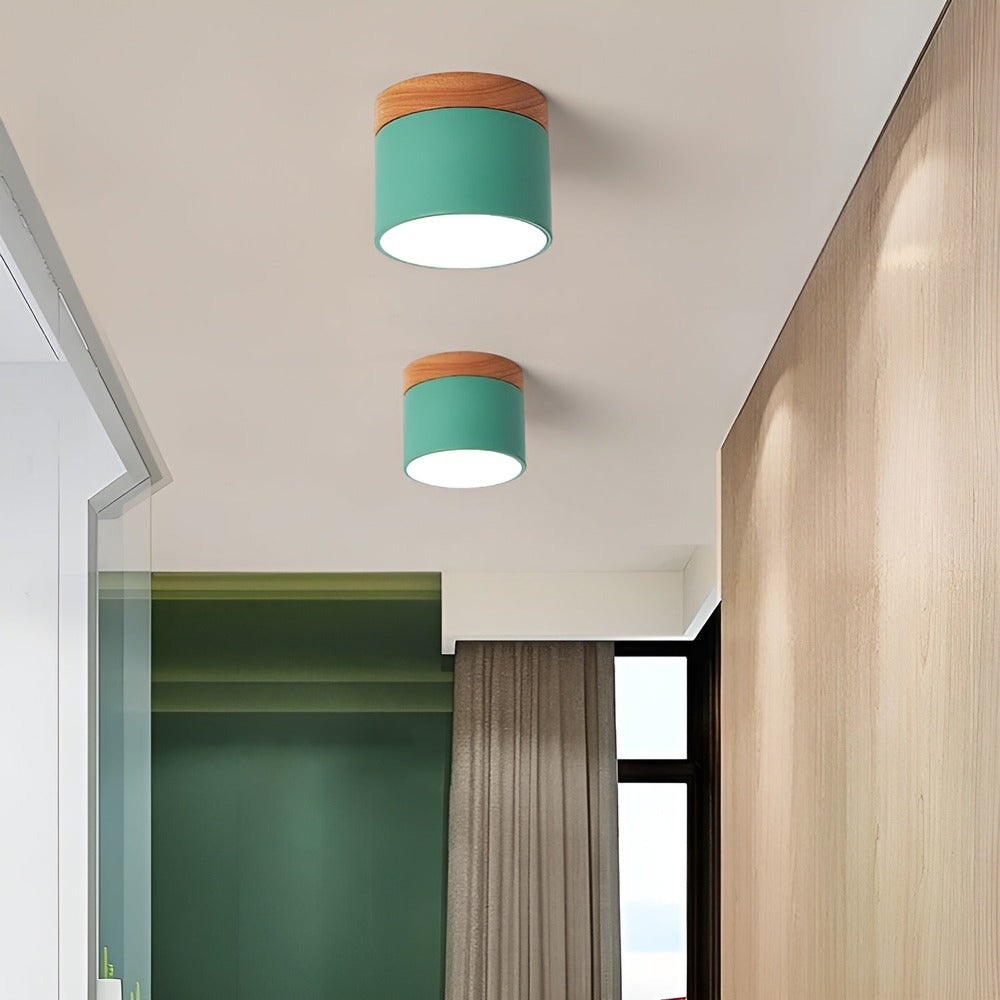 PastelGlow Cylinderlampa - Vintage Flush Mount Taklampa