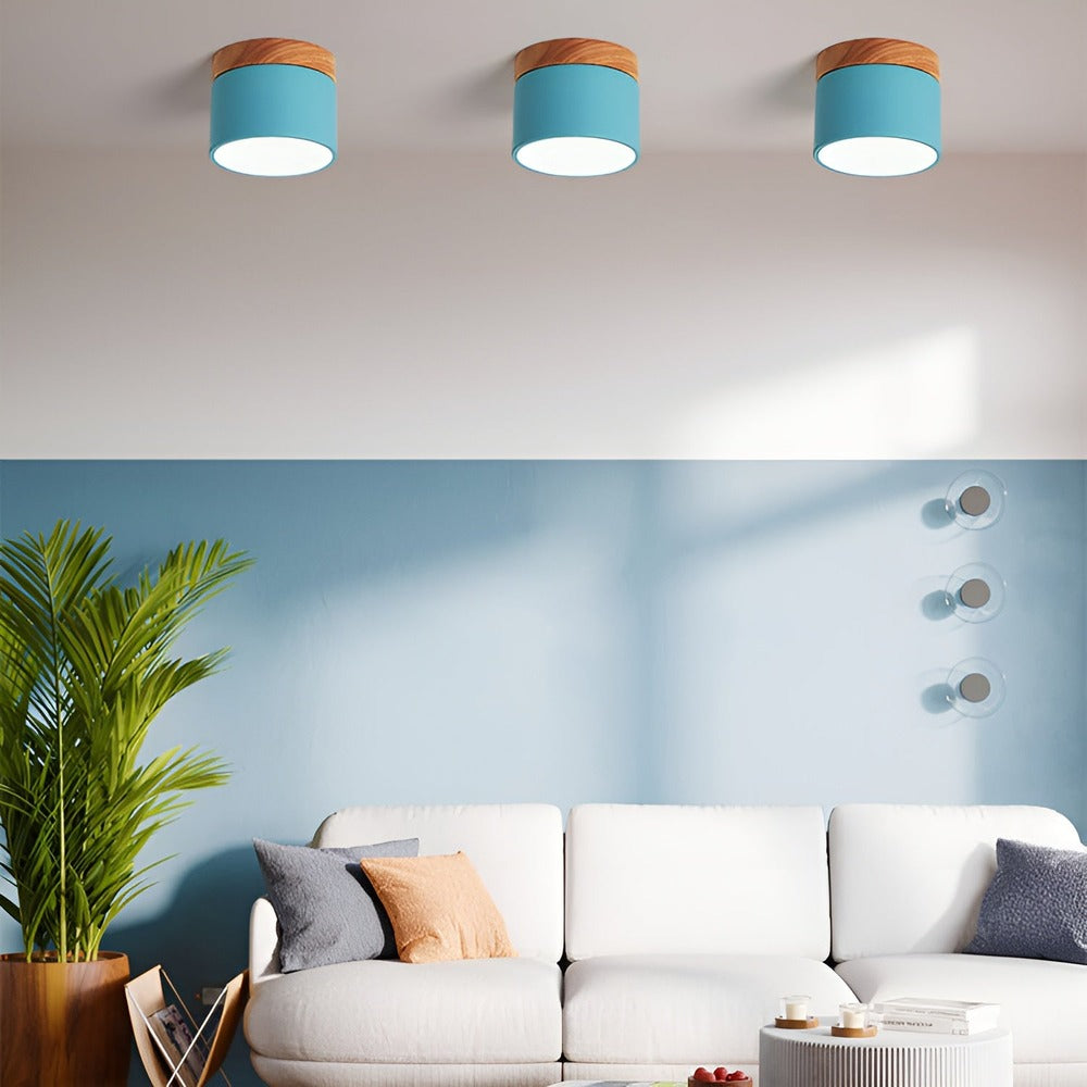 PastelGlow Cylinderlampa - Vintage Flush Mount Taklampa
