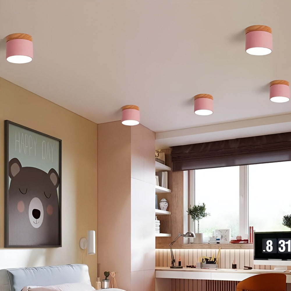 PastelGlow Cylinderlampa - Vintage Flush Mount Taklampa